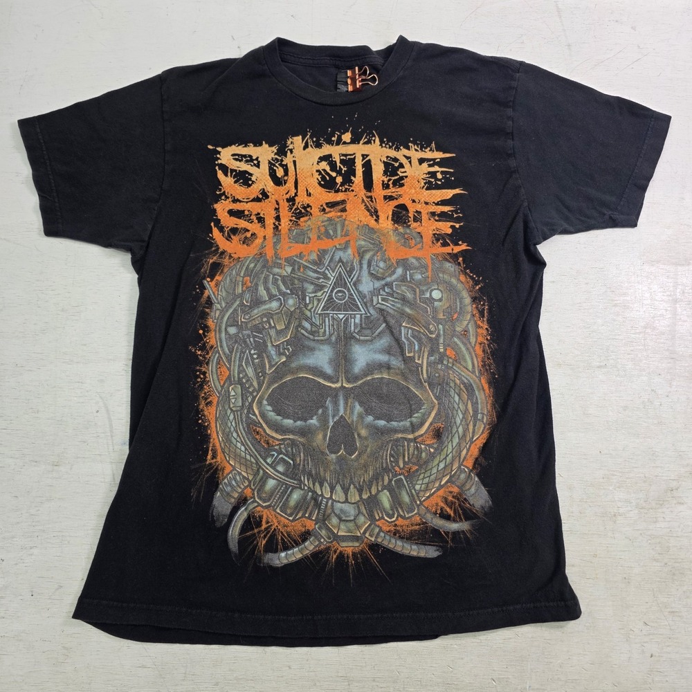 Suicide Silence Skull and Gears Deathcore Band Rare T-Shirt Men's Size L Black